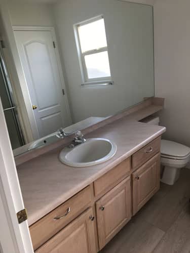bathroom remodel old vanity and toilet